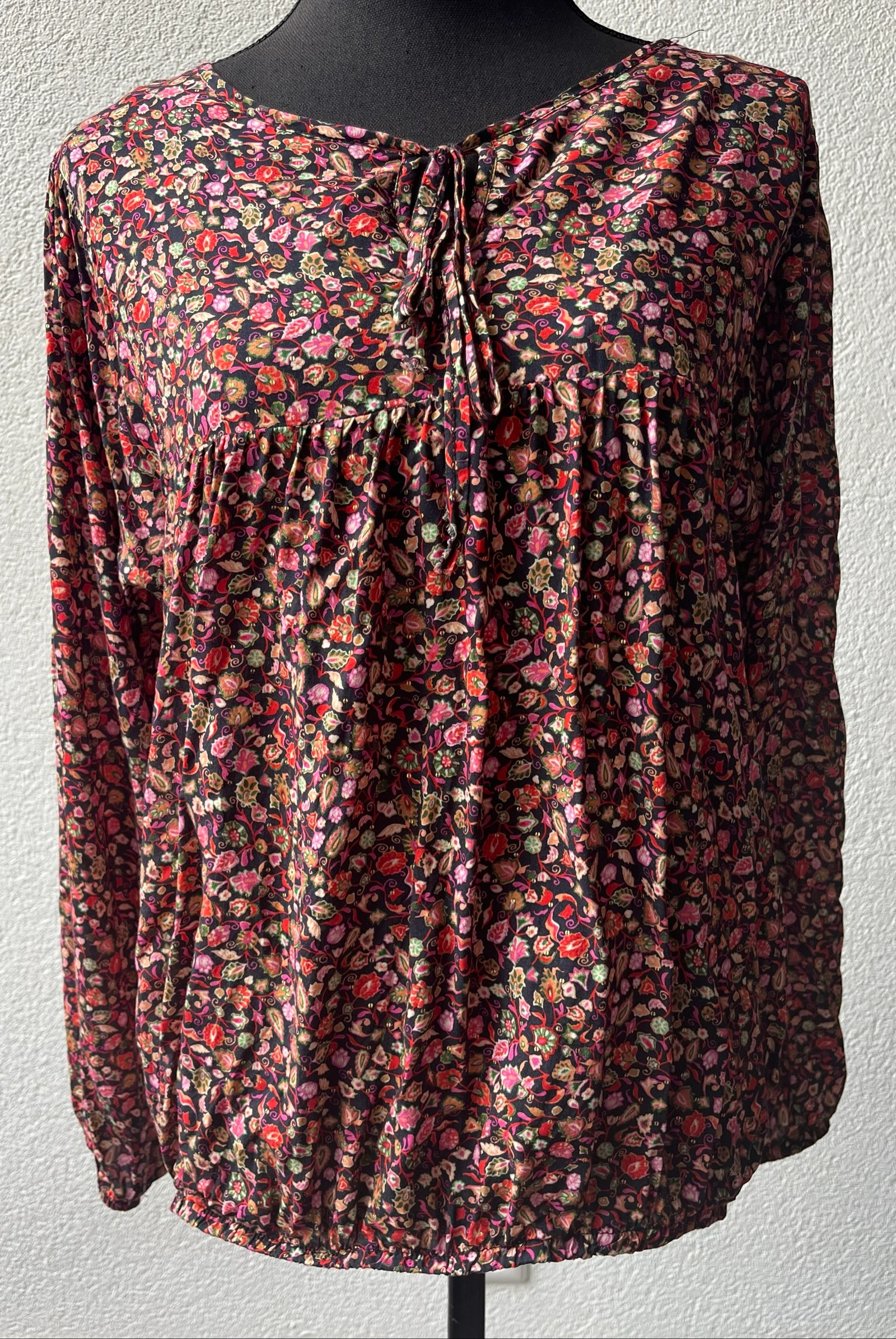 πΊ ππ | Geisha blouse bloemenprint goudaccenten | maat L 40 | viscose lurex